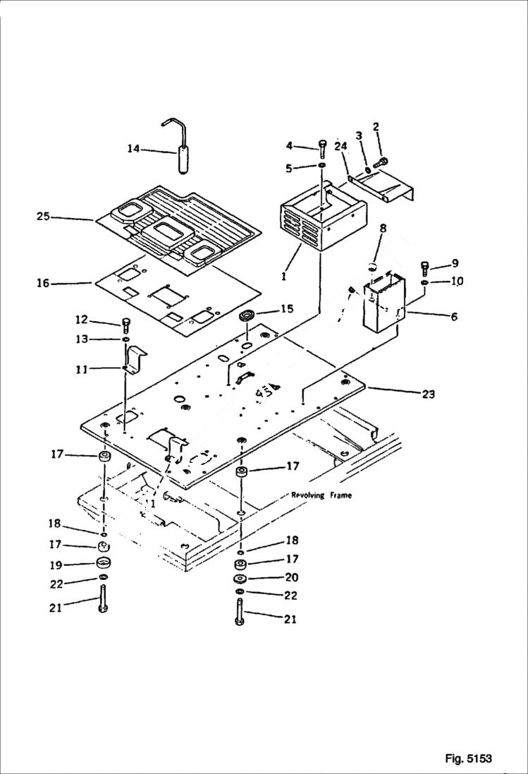 Схема запчастей Bobcat 130 - FLOOR PLATE AND BOX Except Japan REVOLVING FRAME, GUARD AND CAB