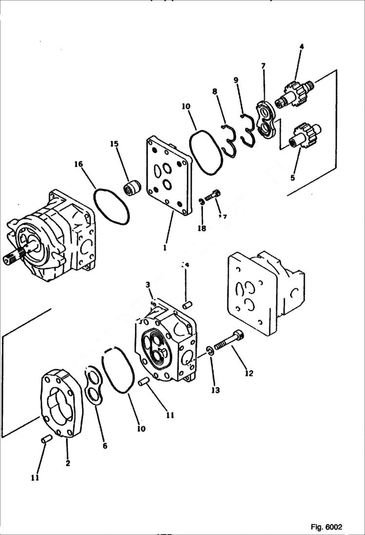 Схема запчастей Bobcat 100 - HYDRAULIC PUMP (2/3) Komatsu S/N 6001-8431 WORK EQUIPMENT CONTROL SYSTEM