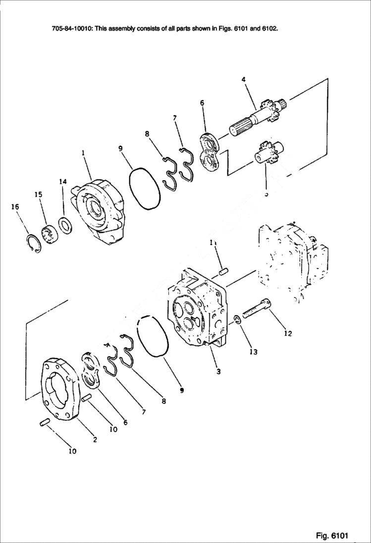Схема запчастей Bobcat 56 - HYDRAULIC PUMP (1/2) WORK EQUIPMENT CONTROL SYSTEM