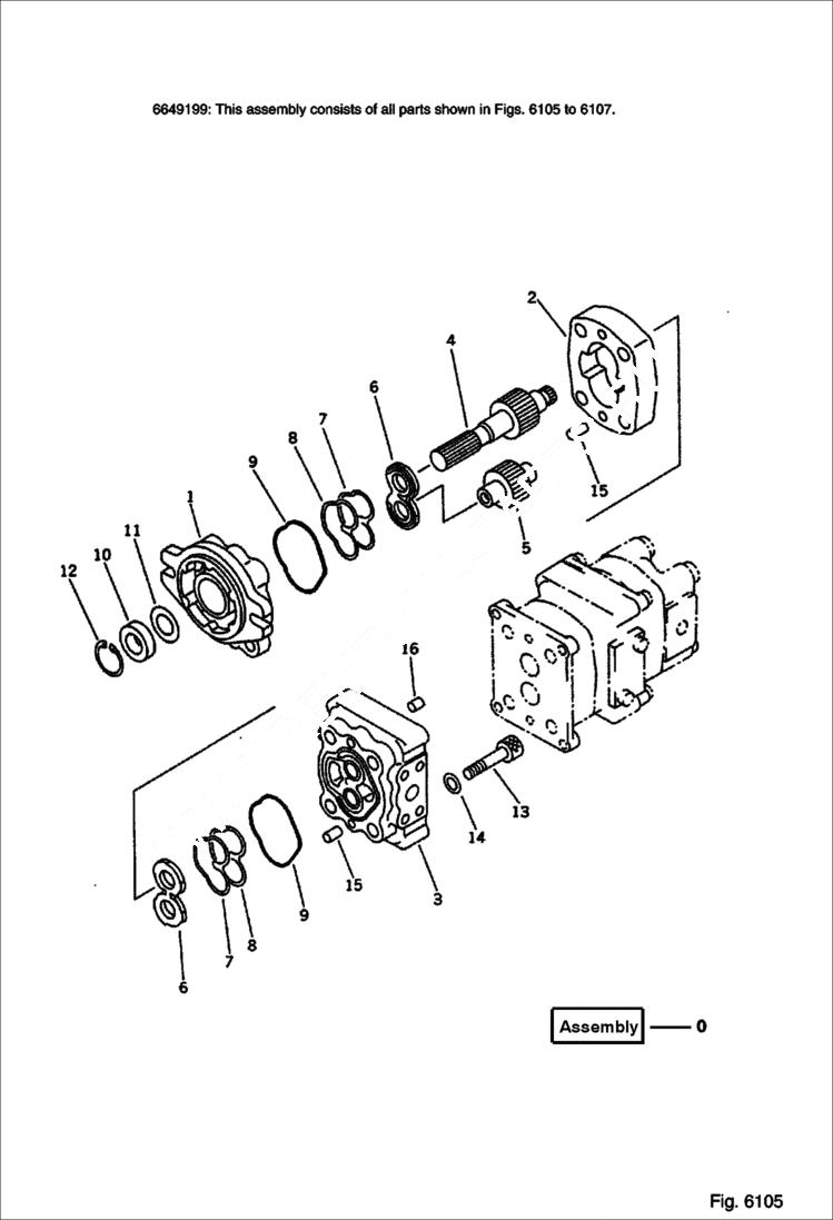 Схема запчастей Bobcat 100 - HYDRAULIC PUMP (1/3) WORK EQUIPMENT CONTROL SYSTEM