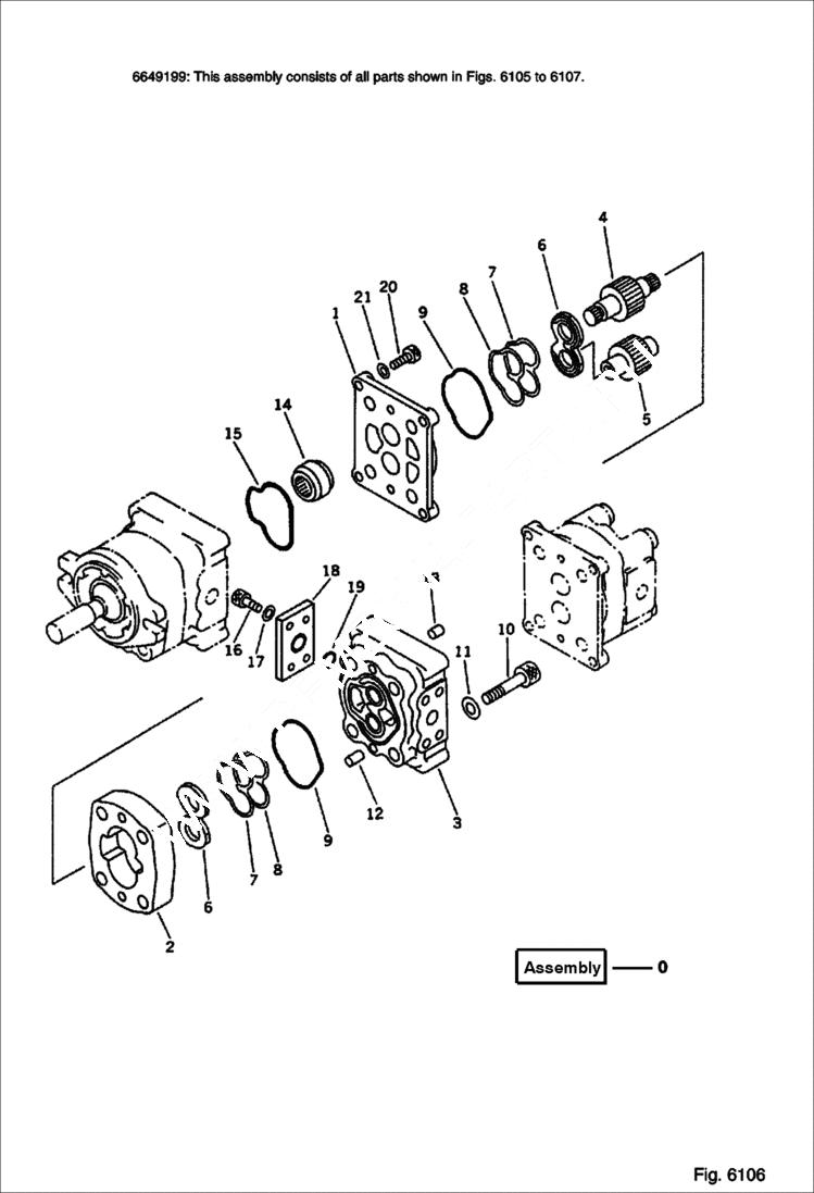 Схема запчастей Bobcat 100 - HYDRAULIC PUMP (2/3) WORK EQUIPMENT CONTROL SYSTEM