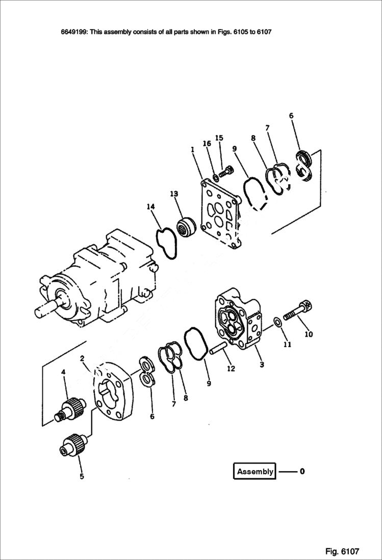 Схема запчастей Bobcat 100 - HYDRAULIC PUMP (3/3) WORK EQUIPMENT CONTROL SYSTEM