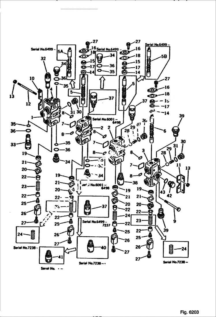 Схема запчастей Bobcat 100 - 4-SPOOL VALVE (1/2) (R.H. TRAVEL, BUCKET, BOOM, BOOM SWING) WORK EQUIPMENT CONTROL SYSTEM