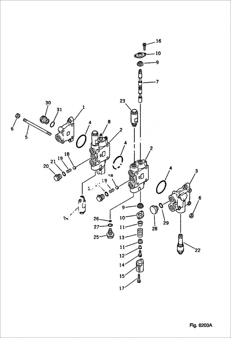 Схема запчастей Bobcat 76 - 2-SPOOL VALVE (1/2) WORK EQUIPMENT CONTROL SYSTEM