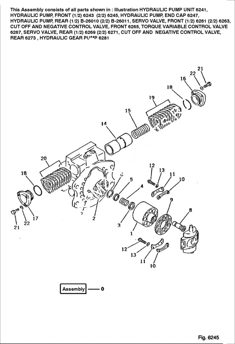 Схема запчастей Bobcat 130 - HYDRAULIC PUMP Front 2/2 HYDRAULIC SYSTEM