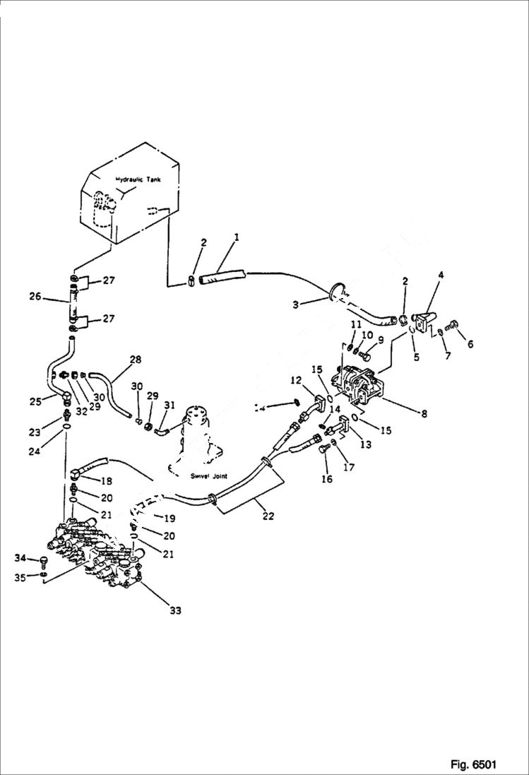 Схема запчастей Bobcat 56 - HYDRAULIC PIPING (SUCTION AND RETURN LINE) WORK EQUIPMENT CONTROL SYSTEM