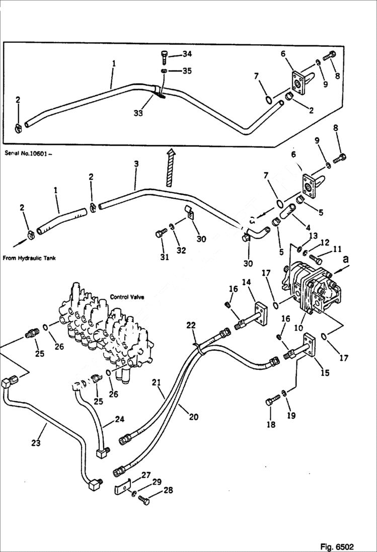 Схема запчастей Bobcat 56 - HYDRAULIC PIPING (VALVE TO PUMP TO VALVE) WORK EQUIPMENT CONTROL SYSTEM