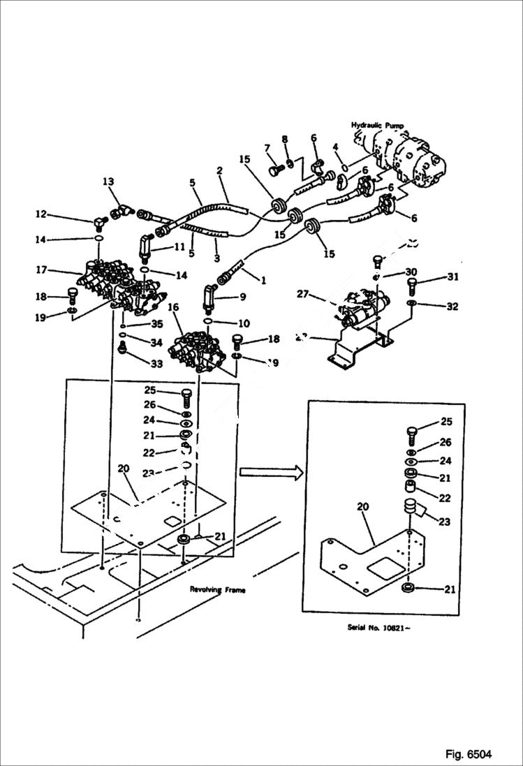 Схема запчастей Bobcat 100 - HYDRAULIC PIPING (PUMP TO VALVE) (FOR BREAKER) WORK EQUIPMENT CONTROL SYSTEM