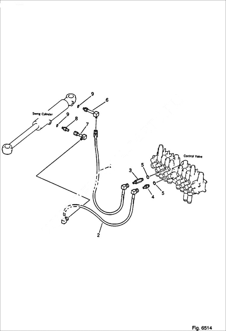 Схема запчастей Bobcat 56 - HYDRAULIC PIPING (VALVE TO/FROM BOOM SWING CYLINDER) WORK EQUIPMENT CONTROL SYSTEM