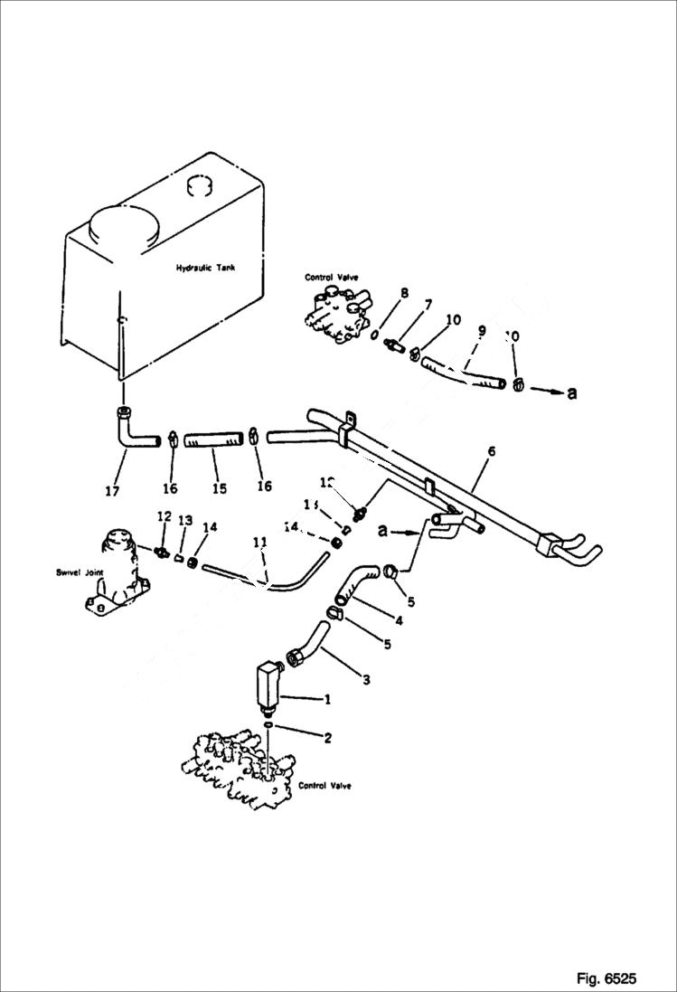 Схема запчастей Bobcat 76 - HYDRAULIC PIPING ( VALVE TO TANK ) ( FOR ATTACHMENT ) WORK EQUIPMENT CONTROL SYSTEM