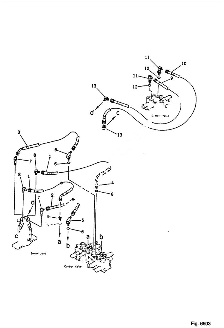 Схема запчастей Bobcat 76 - HYDRAULIC PIPING ( TRAVEL AND BLADE LINE ) WORK EQUIPMENT CONTROL SYSTEM