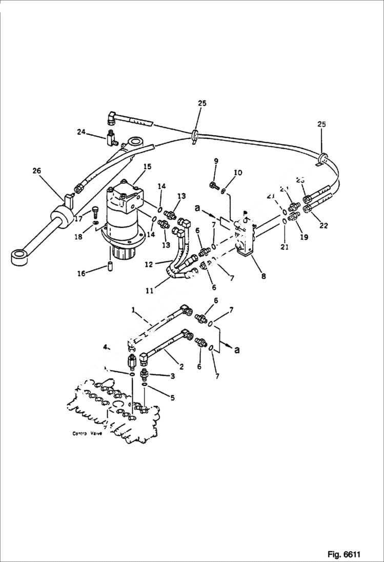 Схема запчастей Bobcat 56 - HYDRAULIC PIPING (SWING MOTOR AND BOOM SWING LINE) WORK EQUIPMENT CONTROL SYSTEM