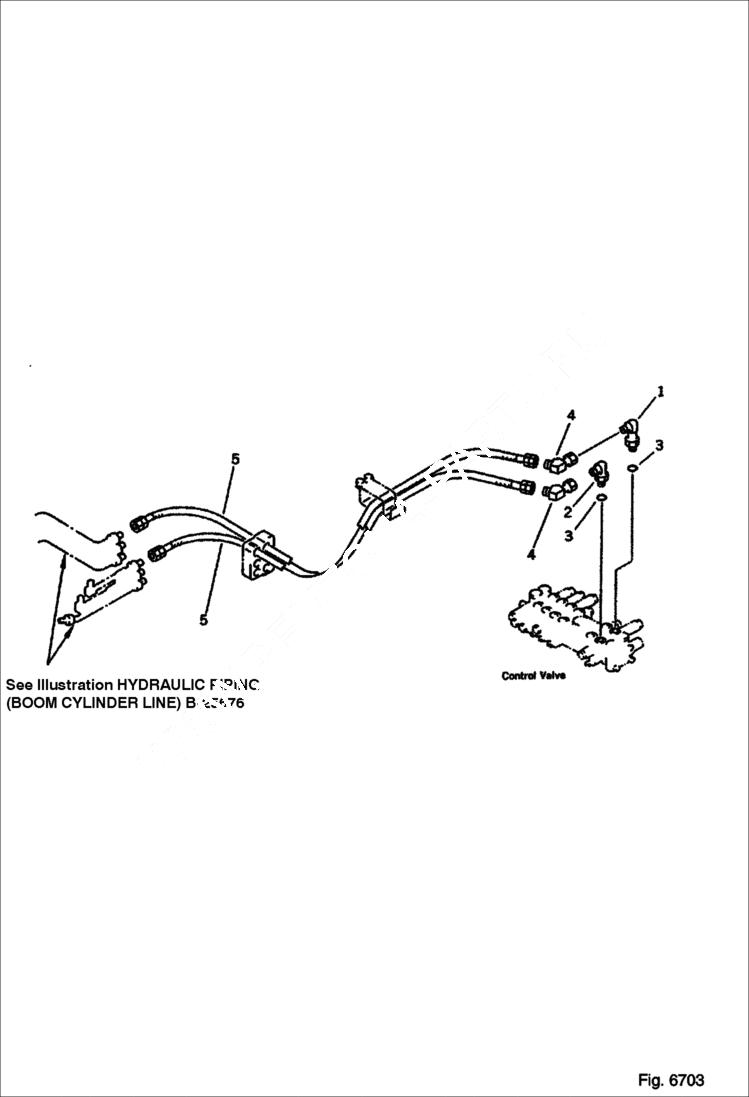 Схема запчастей Bobcat 100 - HYDRAULIC PIPING (ARM CYLINDER LINE) (CHASSIS SIDE) WORK EQUIPMENT CONTROL SYSTEM