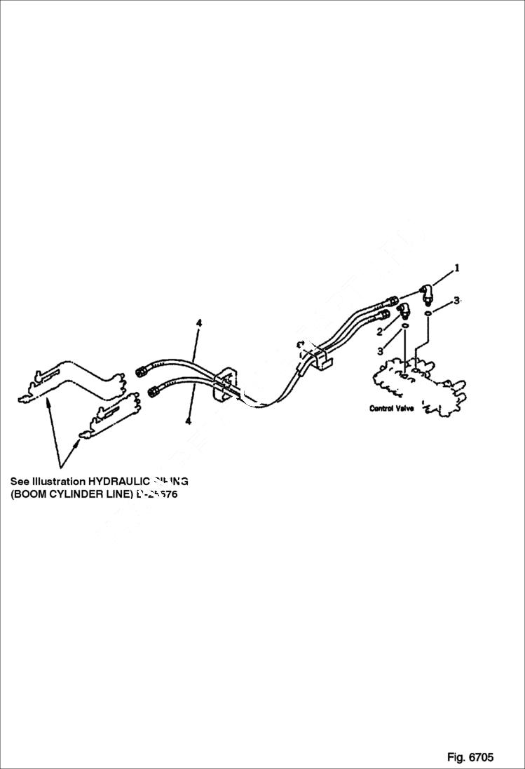 Схема запчастей Bobcat 100 - HYDRAULIC PIPING (BUCKET CYLINDER LINE) (CHASSIS SIDE) WORK EQUIPMENT CONTROL SYSTEM