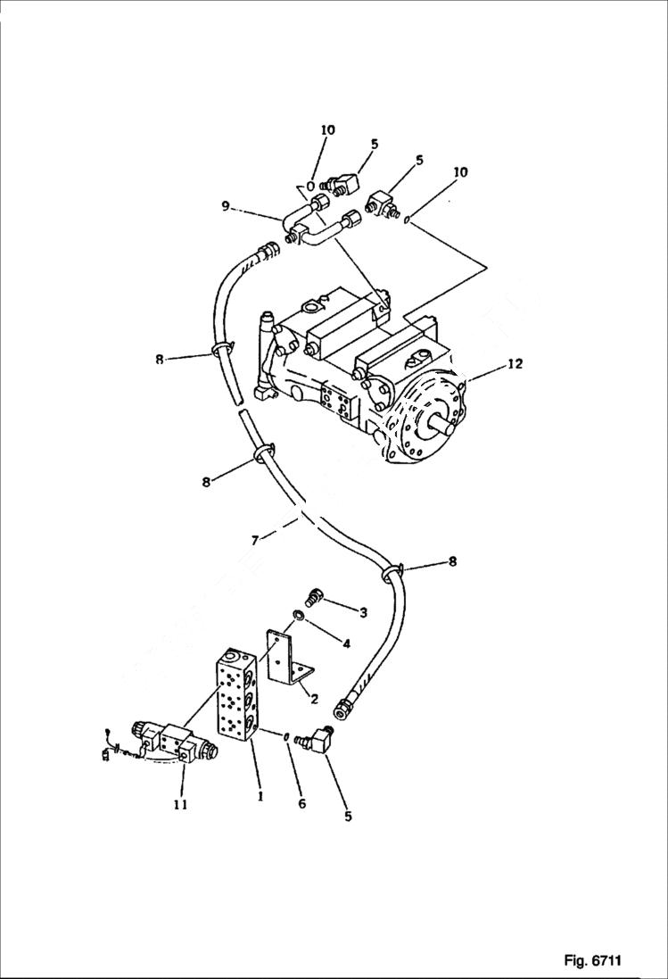 Схема запчастей Bobcat 130 - HYDRAULIC PIPING Pump to Valve With Mode Selector OLSS HYDRAULIC SYSTEM