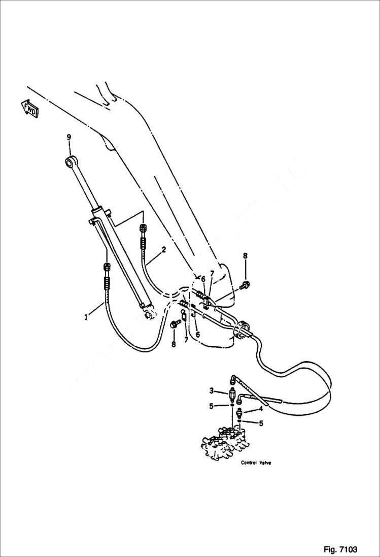 Схема запчастей Bobcat 76 - HYDRAULIC PIPING BOOM CYLINDER LINE WORK EQUIPMENT