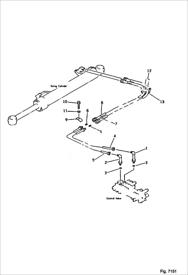 Схема запчастей Bobcat 116 - HYDRAULIC PIPING Swing Cylinder Line WORK EQUIPMENT