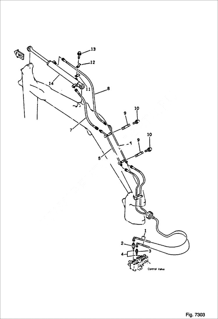 Схема запчастей Bobcat 76 - HYDRAULIC PIPING ( ARM CYLINDER LINE ) WORK EQUIPMENT