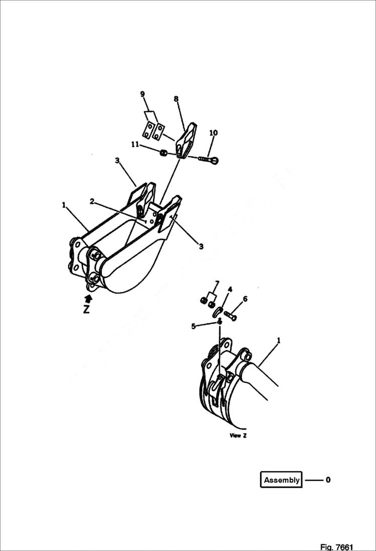 Схема запчастей Bobcat 100 - BUCKET, 0.05M cubed (MINI 0.09M cubed) WIDTH 300MM, WITH HOOK WORK EQUIPMENT