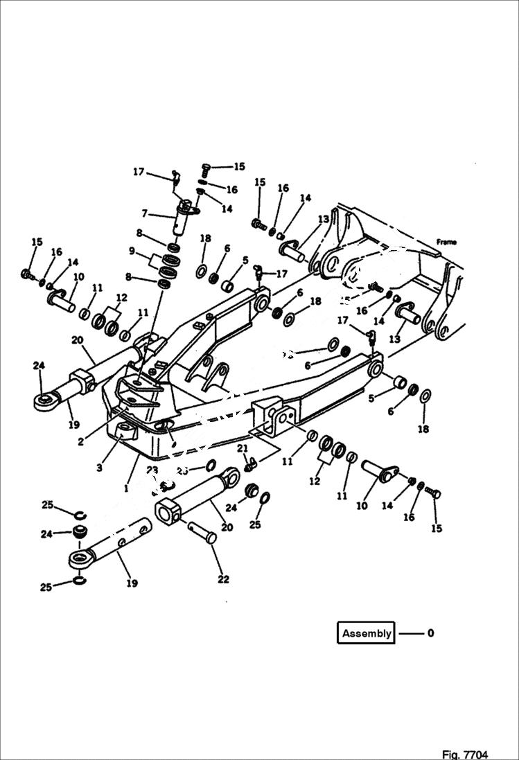 Схема запчастей Bobcat 100 - BLADE FRAME (FOR POWER TILT MECH. ANGLE DOZER) Komatsu S/N 13025 & Abv. WORK EQUIPMENT