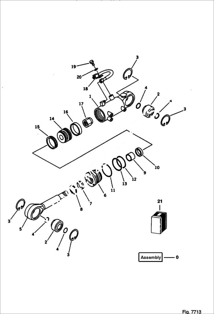 Схема запчастей Bobcat 100 - BLADE TILT CYLINDER (FOR POWER TILT MECH. ANGLE DOZER) Komatsu S/N 13025 & Abv. WORK EQUIPMENT