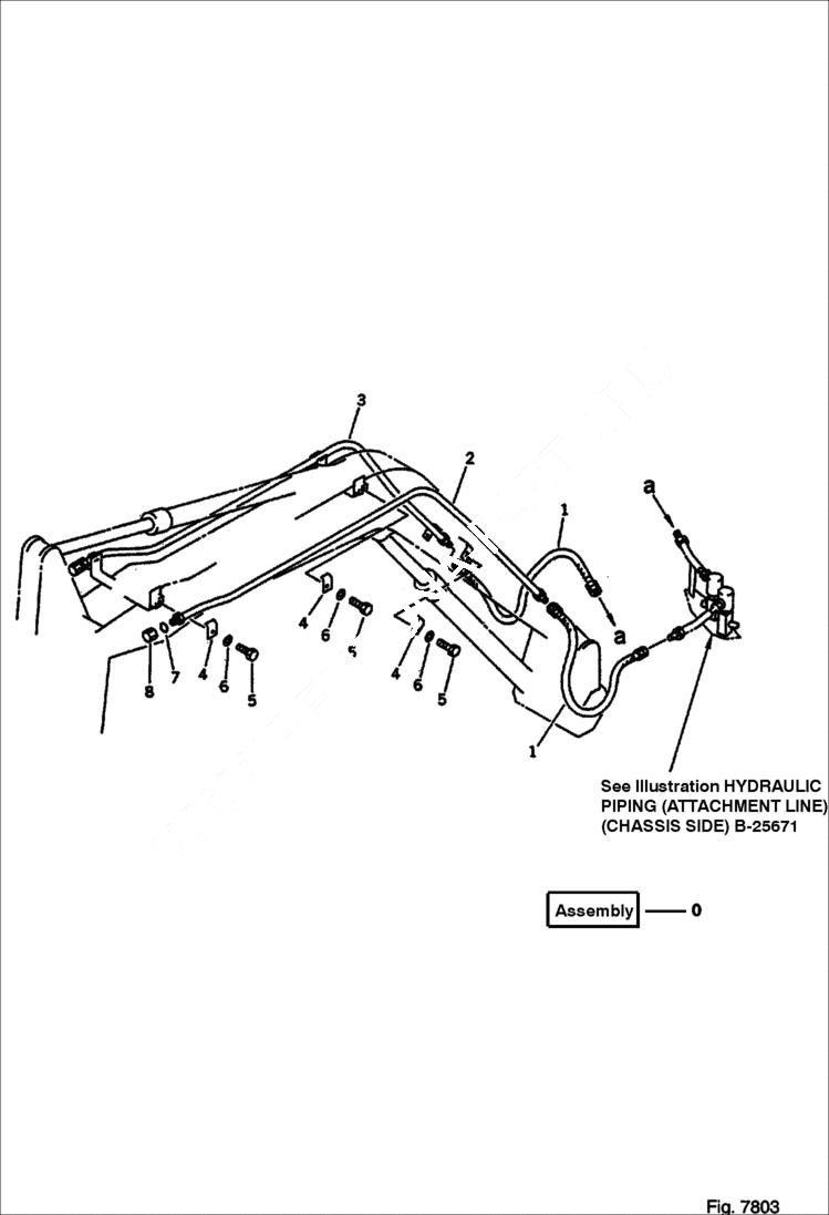 Схема запчастей Bobcat 100 - HYDRAULIC PIPING (ATTACHMENT LINE) WORK EQUIPMENT