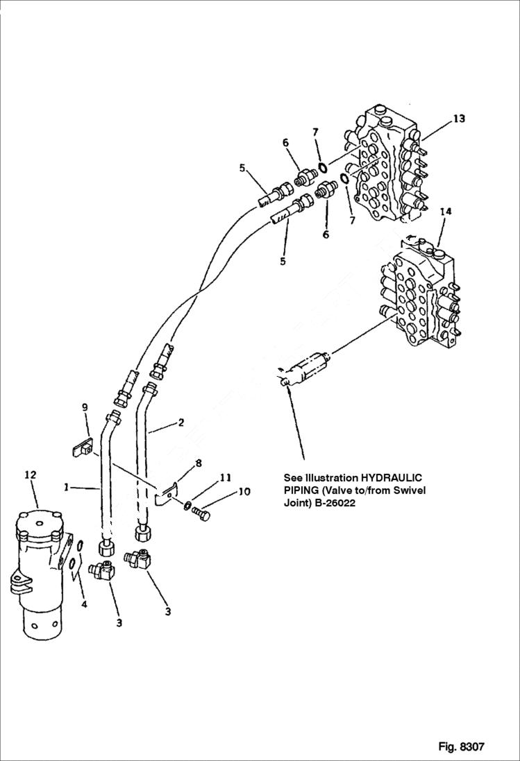 Схема запчастей Bobcat 130 - BLADE PIPING For Front Blade 2/2 OPTIONAL PARTS