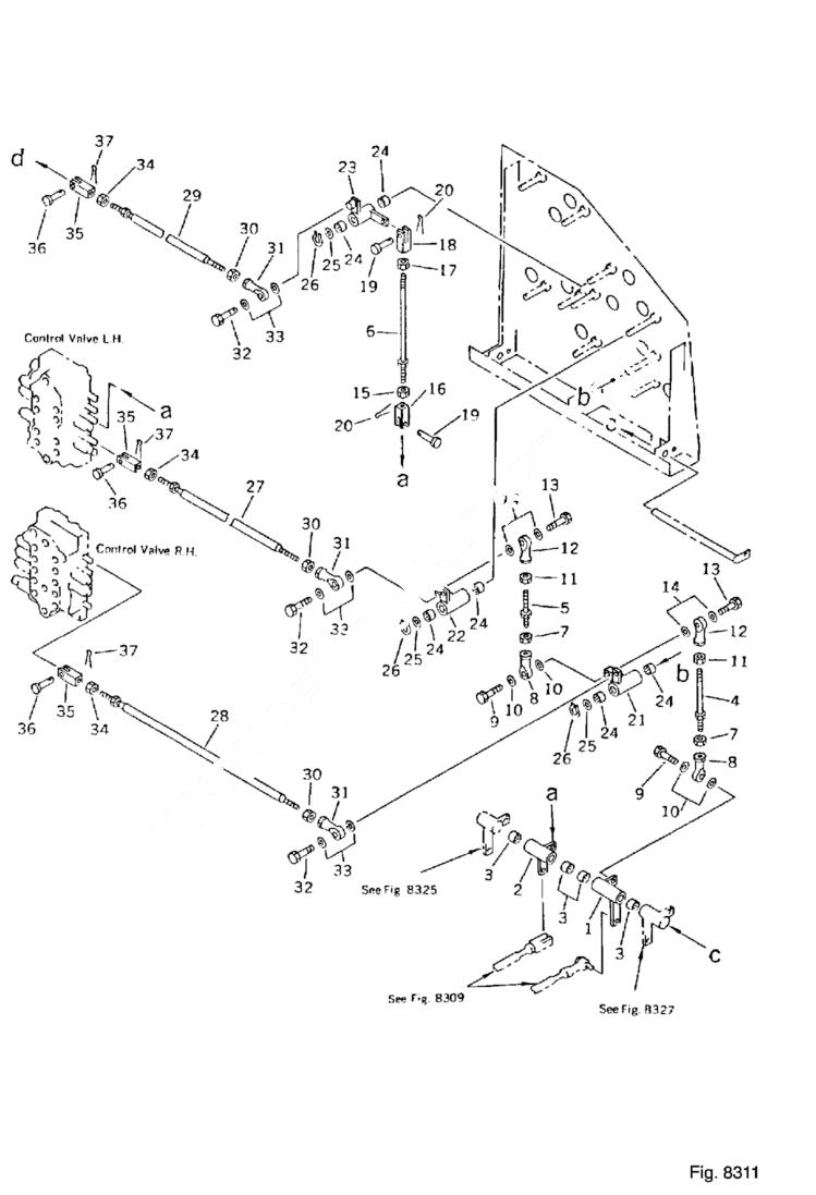 Схема запчастей Bobcat 130 - WORK EQUIPMENT CONTROL LINKAGE For Arm, Swing 2/2 For Front Blade OPTIONAL PARTS