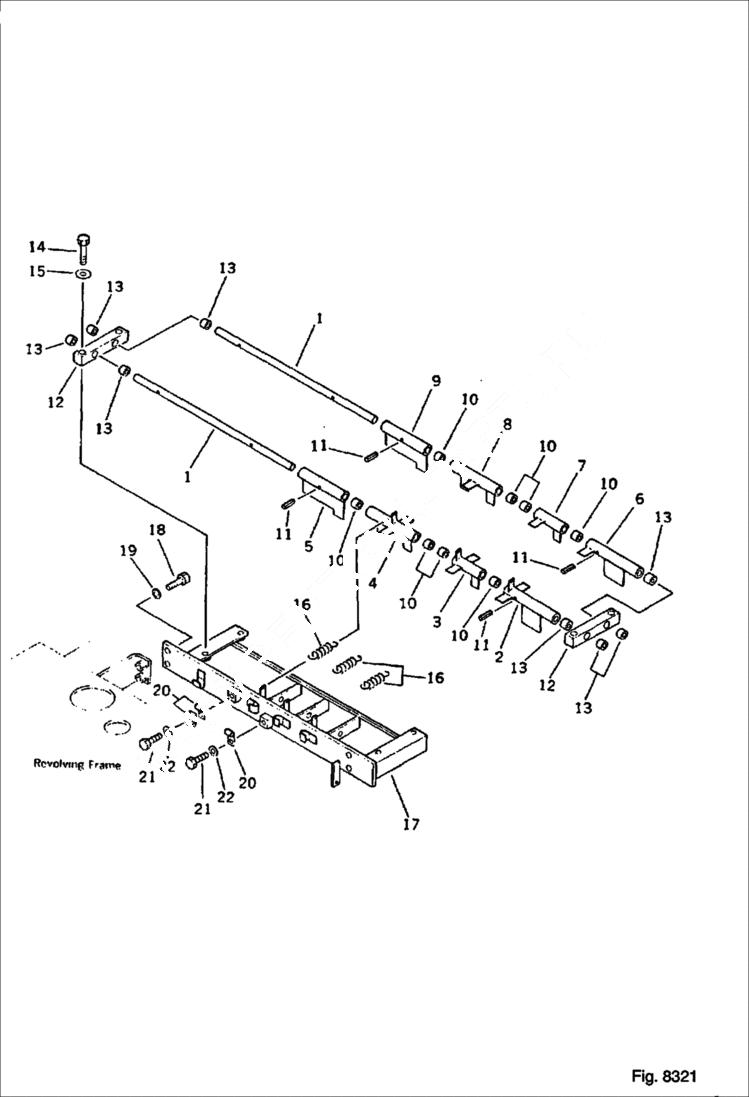 Схема запчастей Bobcat 130 - WORK EQUIPMENT CONTROL LINKAGE For Front Blade OPTIONAL PARTS