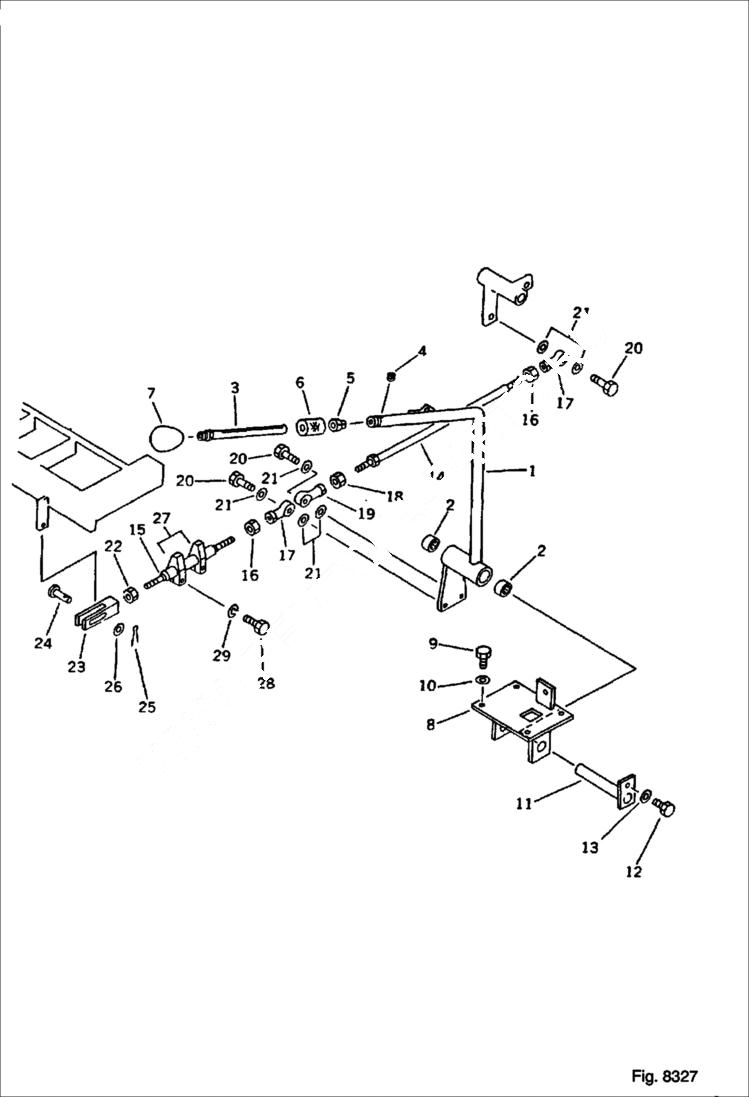 Схема запчастей Bobcat 130 - WORK EQUIPMENT CONTROL LINKAGE For Front Blade 1/2 OPTIONAL PARTS