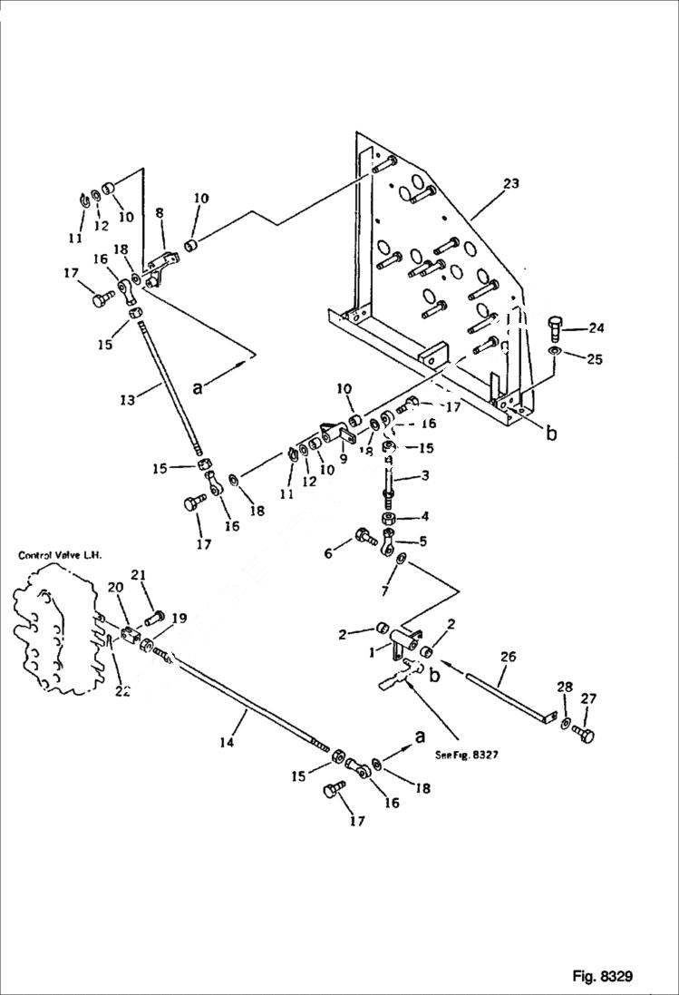 Схема запчастей Bobcat 130 - WORK EQUIPMENT CONTROL LINKAGE For Front Blade 2/2 OPTIONAL PARTS