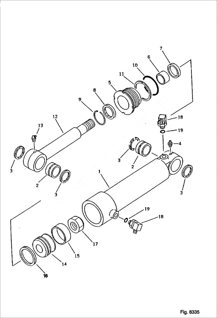 Схема запчастей Bobcat 130 - BLADE CYLINDER For Front Blade OPTIONAL PARTS