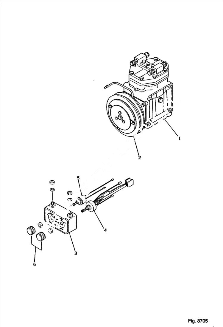 Схема запчастей Bobcat 130 - COMPRESSOR AND CONTROL VALVE Car Cooler (PC60) OPTIONAL PARTS