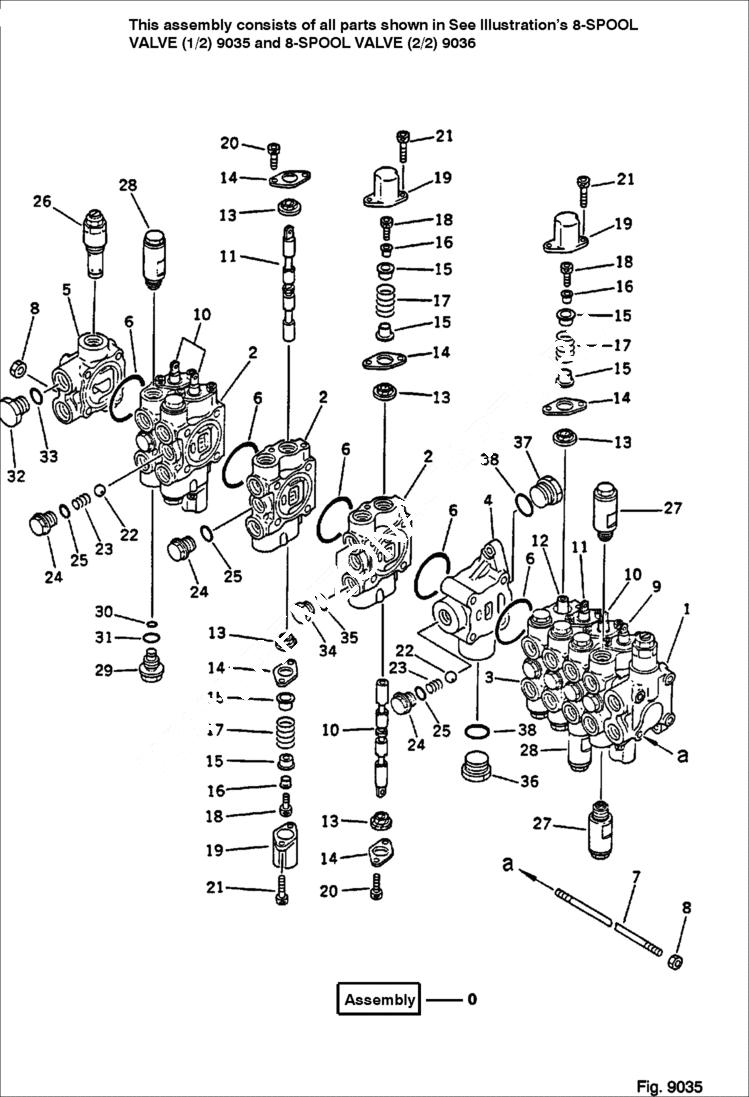 Схема запчастей Bobcat 56 - 8-SPOOL VALVE (1/2) WORK EQUIPMENT CONTROL SYSTEM