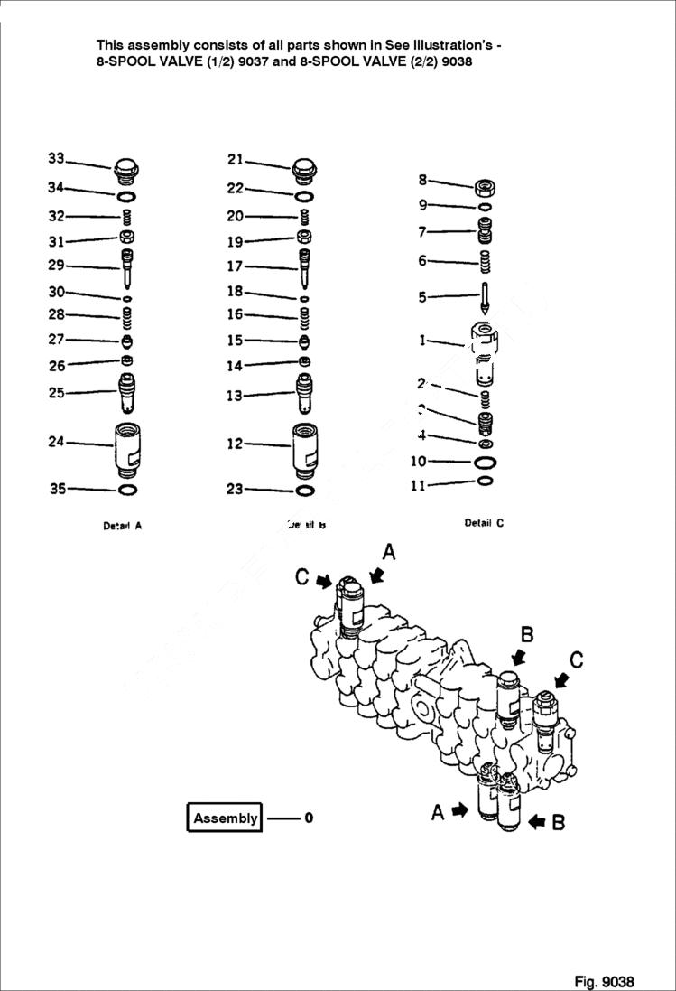 Схема запчастей Bobcat 56 - 8-SPOOL VALVE (2/2) (FOR ADDITIONAL VALVE) WORK EQUIPMENT CONTROL SYSTEM