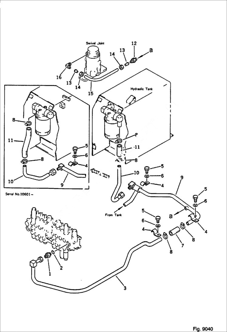 Схема запчастей Bobcat 56 - HYDRAULIC PIPING (VALVE TO TANK) WORK EQUIPMENT CONTROL SYSTEM