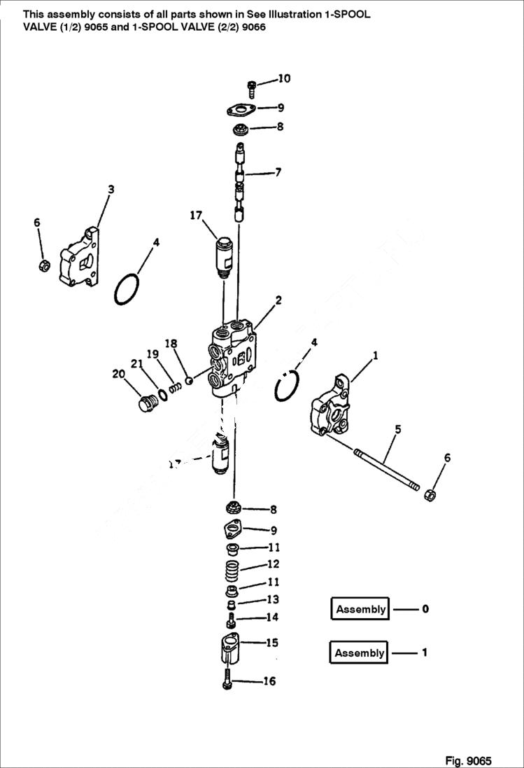 Схема запчастей Bobcat 56 - 1-SPOOL VALVE (1/2) (FOR ADDITIONAL VALVE) WORK EQUIPMENT CONTROL SYSTEM