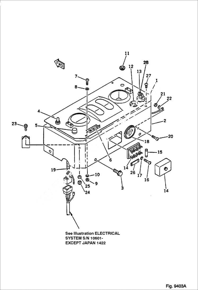 Схема запчастей Bobcat 56 - INSTRUMENT PANEL (KE, USA, AND ASIA SPEC.) ENGINE RELATED PARTS AND ELECTRICAL SYSTEM