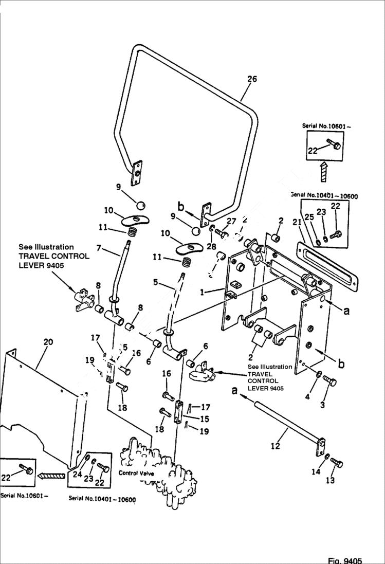 Схема запчастей Bobcat 56 - TRAVEL CONTROL LEVER (FOR ADDITIONAL VALVE) SWING AND CONTROL SYSTEM