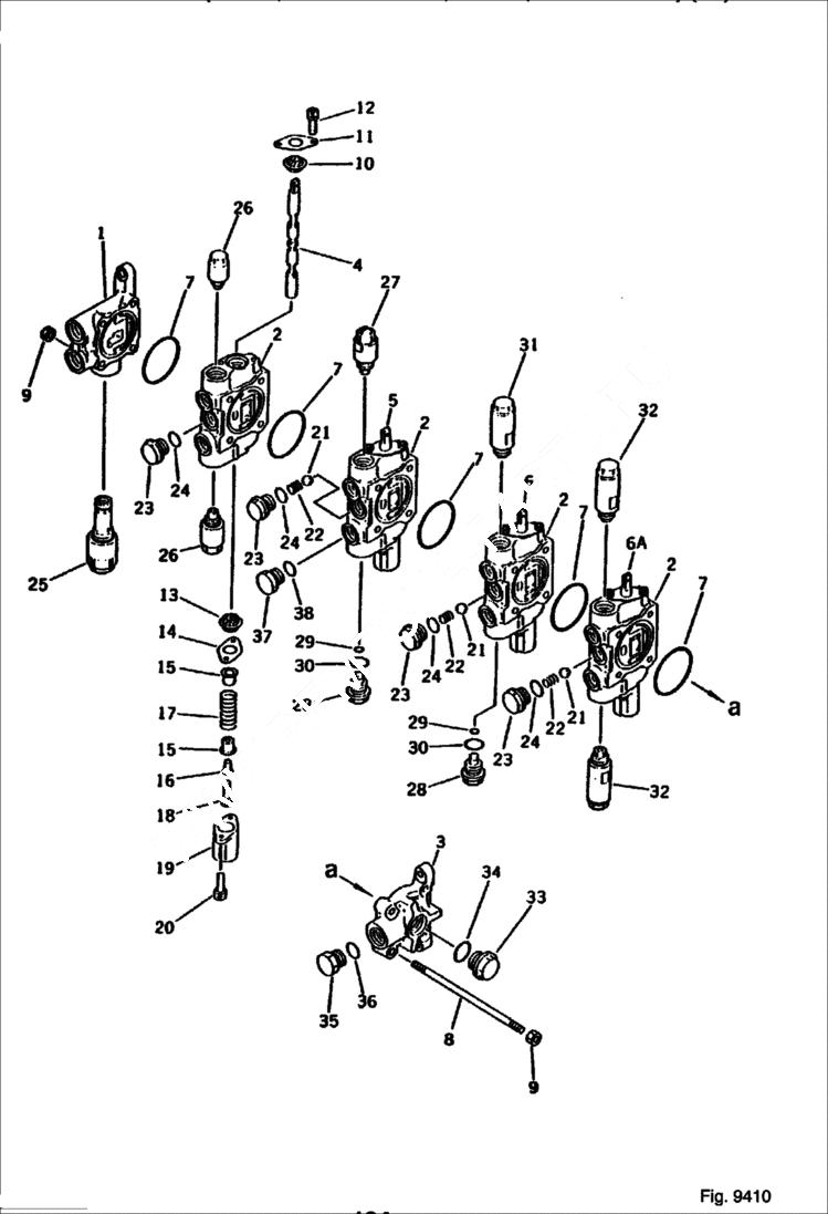 Схема запчастей Bobcat 100 - 4-SPOOL VALVE (1/2) (SWING, TRAVEL SPEED, BLADE, ATTACHMENT) WORK EQUIPMENT CONTROL SYSTEM