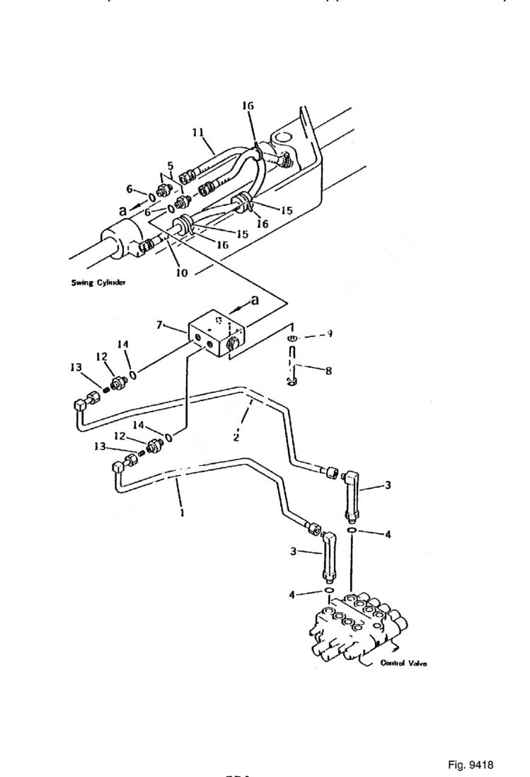 Схема запчастей Bobcat 100 - HYDRAULIC PIPING (VALVE TO/FROM SWING CYLINDER) (W/ATTACHMENT PIPING) WORK EQUIPMENT CONTROL SYSTEM