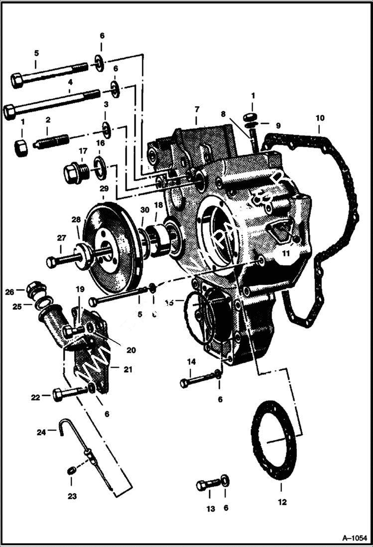 Схема запчастей Bobcat 500s - FRONT COVER GROUP F2L310 Deutz Diesel POWER UNIT