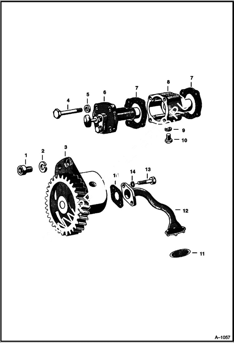 Схема запчастей Bobcat 500s - ENGINE OIL PUMP F2L310 Deutz Diesel POWER UNIT