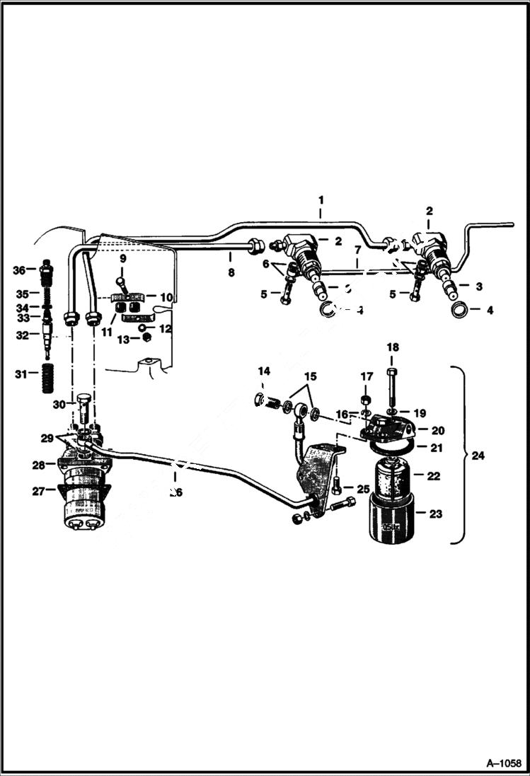 Схема запчастей Bobcat 500s - FUEL SYSTEM F2L310 Deutz Diesel POWER UNIT