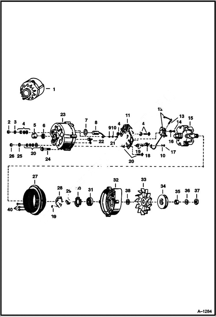 Схема запчастей Bobcat 600s - ALTERNATOR Delco - Remy No. 1100827 - Closed ELECTRICAL SYSTEM