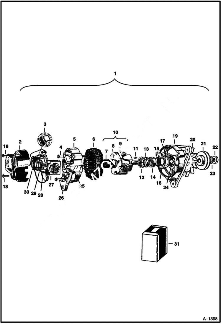 Схема запчастей Bobcat 600s - ALTERNATOR Lucas Model 15ACR ELECTRICAL SYSTEM