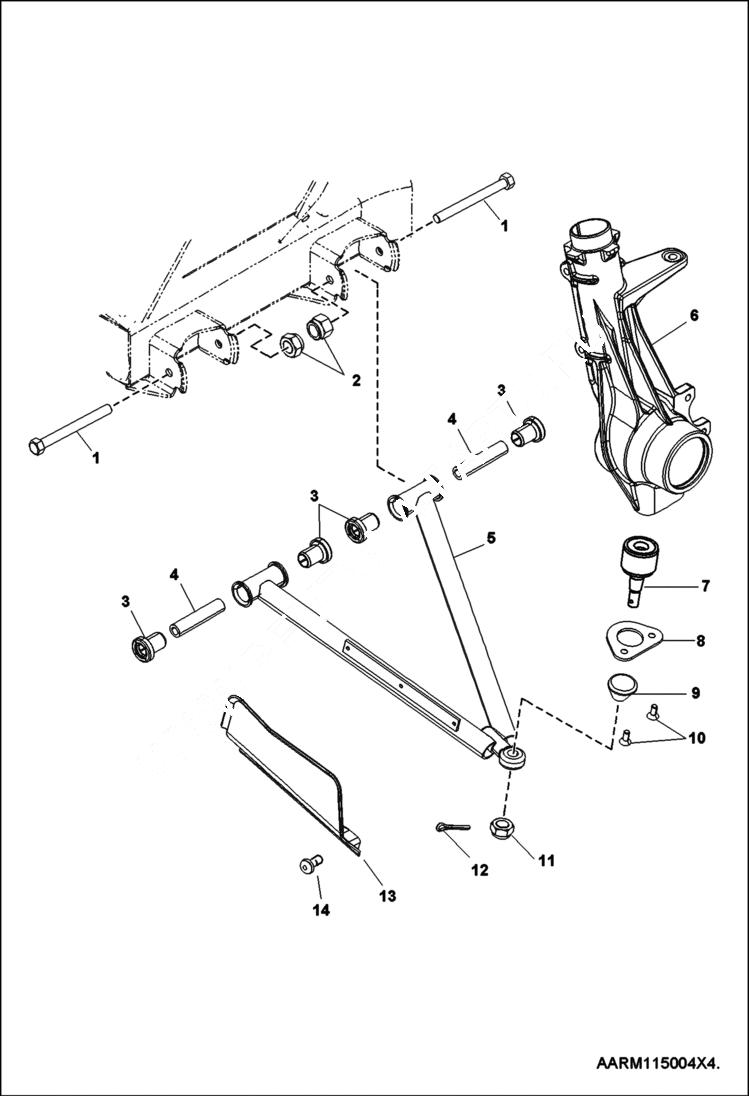 Схема запчастей Bobcat 3400XL - SUSPENSION, FRONT STEERING & SUSPENSION