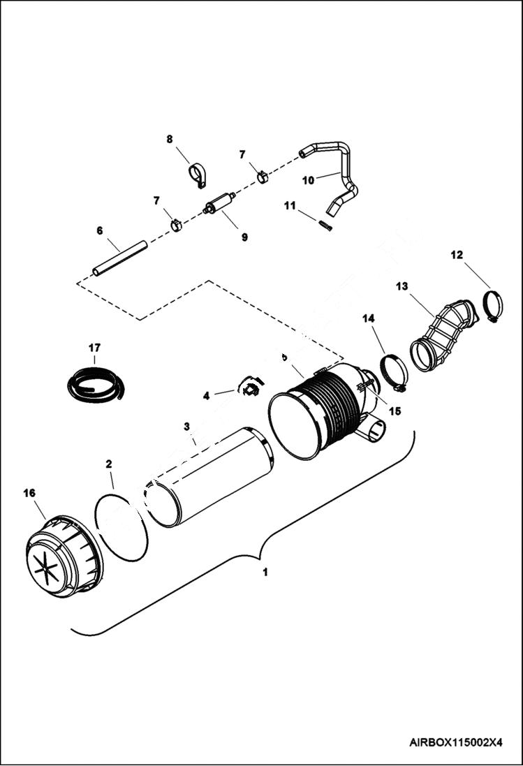 Схема запчастей Bobcat 3200 - AIR CLEANER POWER UNIT