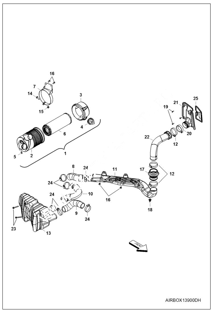 Схема запчастей Bobcat 3650 - ENGINE, AIR INTAKE SYSTEM POWER UNIT