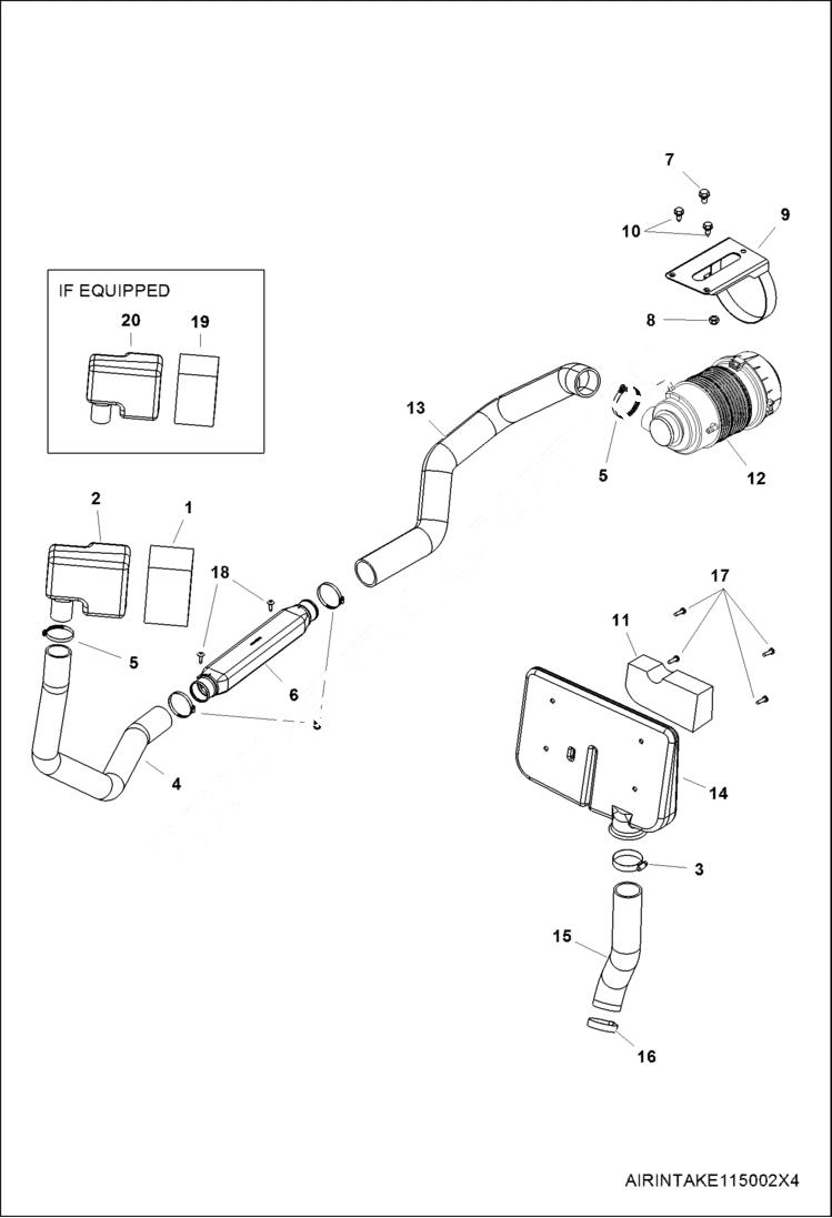 Схема запчастей Bobcat 3200 - ENGINE, AIR INTAKE (S/N AJNS11001 - 19999) POWER UNIT